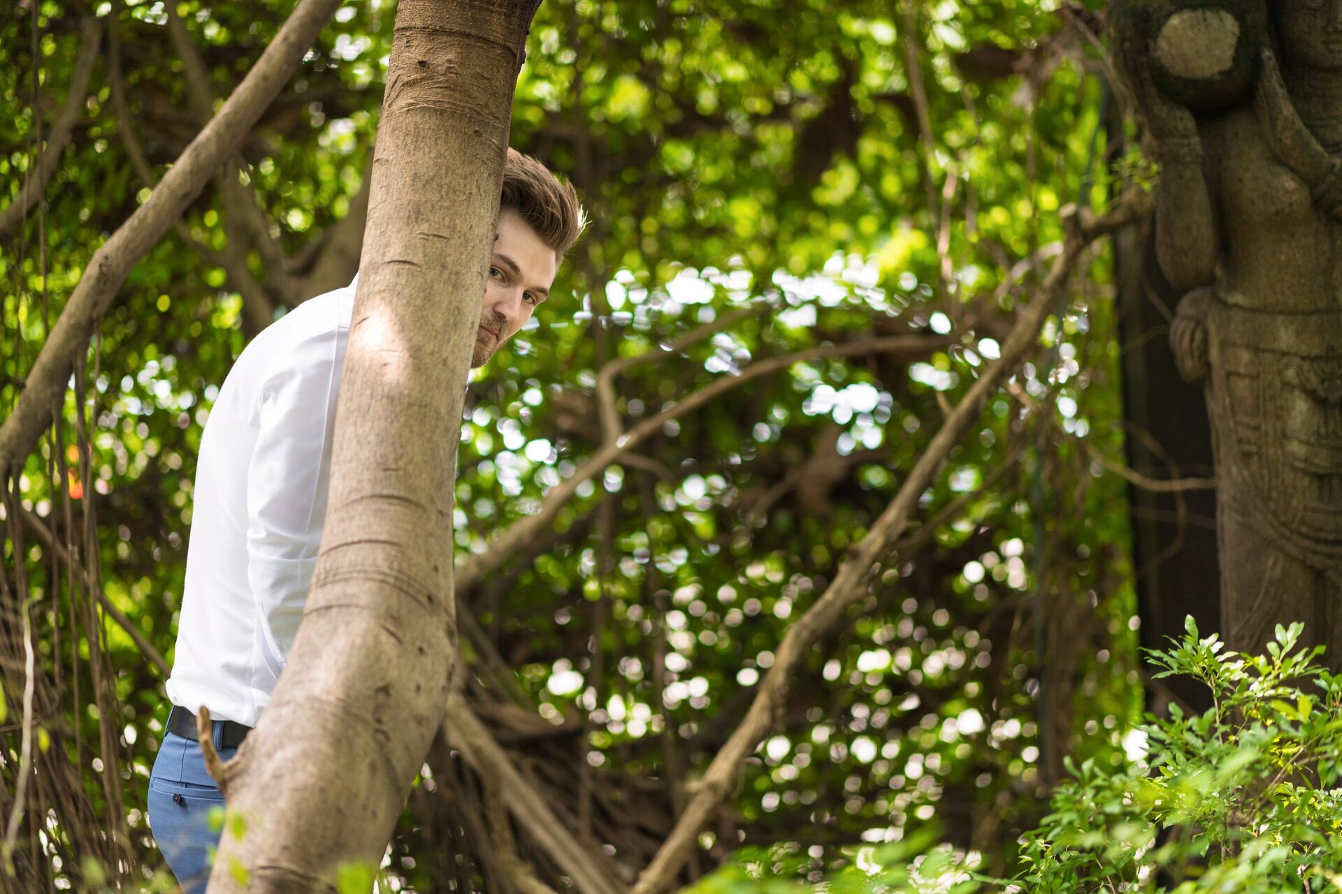 a guy noticing a girl for tu b'av in a forest