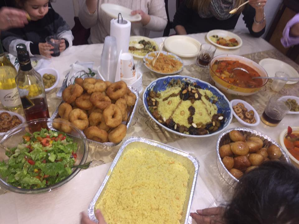 israeli table with moroccan dishes 